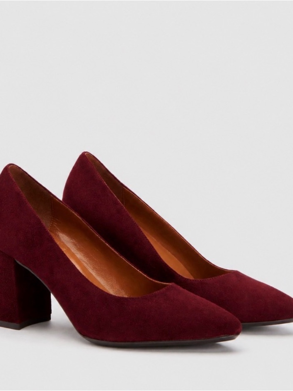 Aquatalia Burgundy Suede Pointed Block Heel Pumps